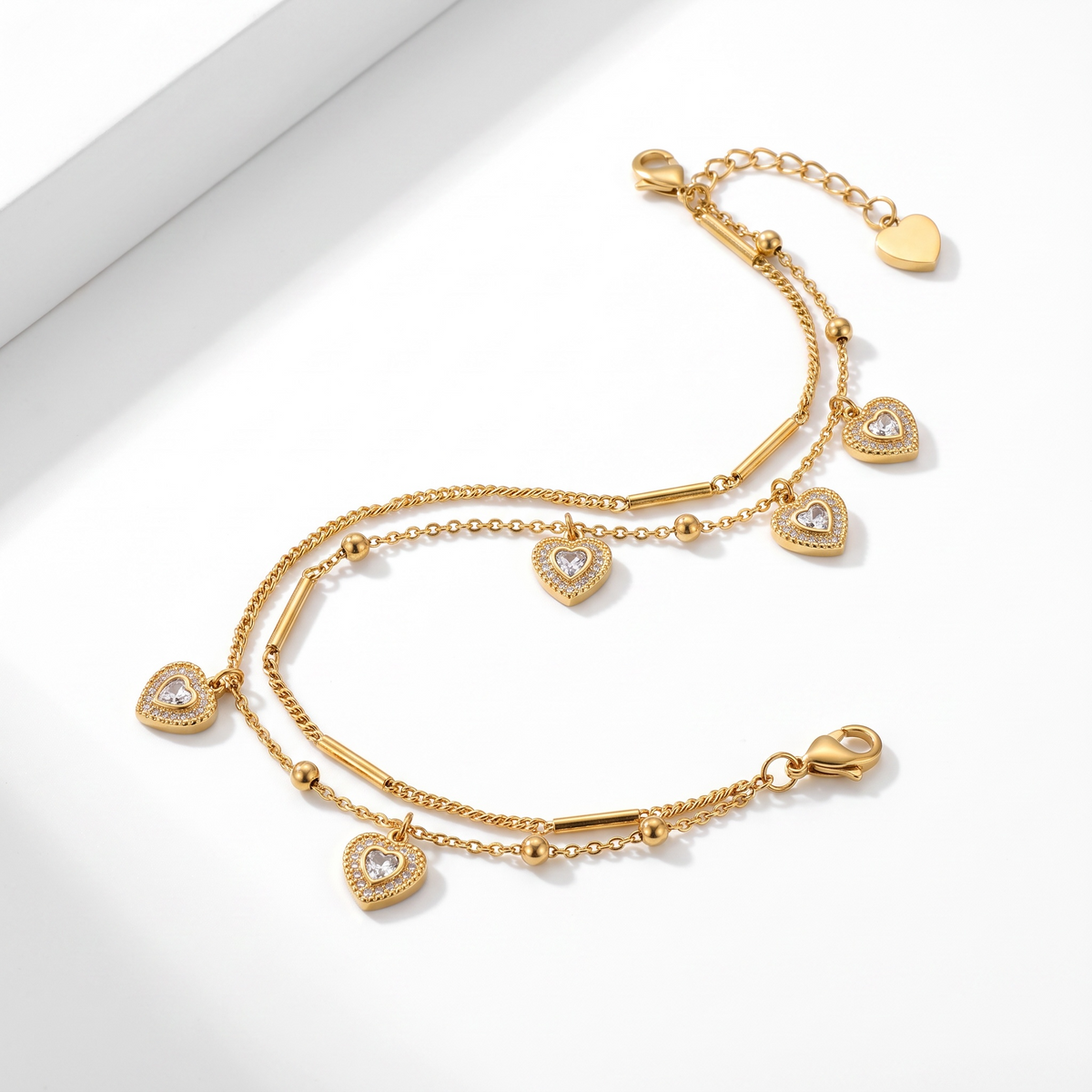 Celeste Crystal Heart Layered Bracelet