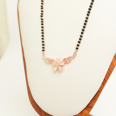 Ashara Blush Bloom Mangalsutra – 18K Rose Gold Plated, Anti-Tarnish