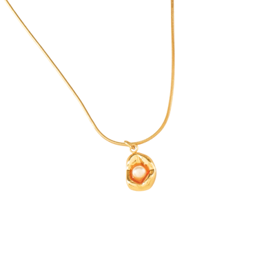 Molten Pearl Pendant Necklace | 18K Gold Plated | Everyday Glam | Ashara Jewels