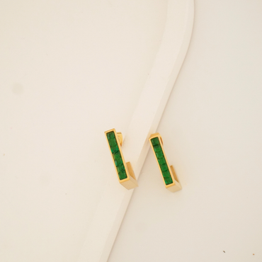 Verdant Edge Green Drop Earrings – 18K Gold Plated | Ashara Jewels