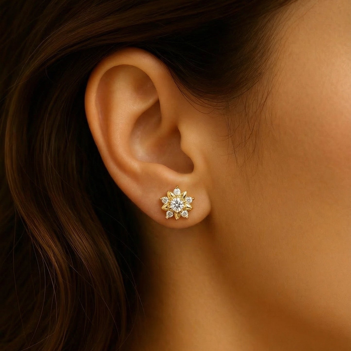 Radiant Floral Ball Back Stud Earrings