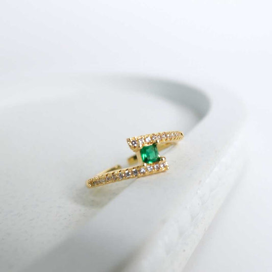 Verdant Shine Adjustable Gold-Plated Ring