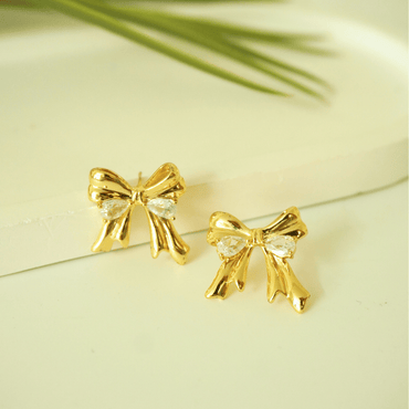 Golden Grace Bow Stud Earrings