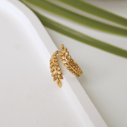 Ashara Golden Leaf Wrap Ring