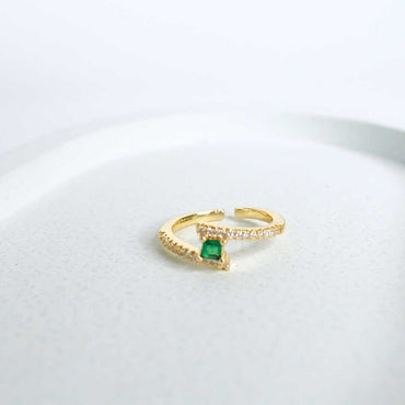 Verdant Shine Adjustable Gold-Plated Ring