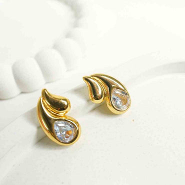 Golden Teardrop Flame Stud Earrings