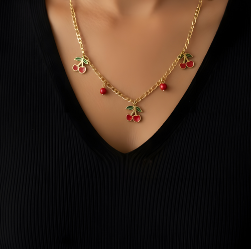 Cherry Pop Necklace – 18K gold-plated stainless steel necklace