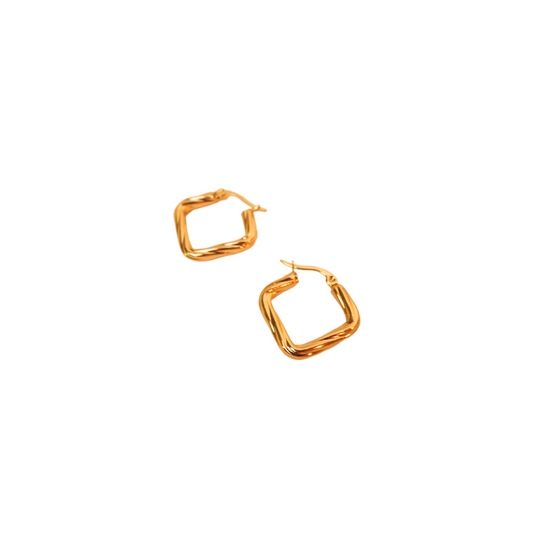 Glint Square Hoops – 18k Gold Plated Sleek Waterproof Hoops