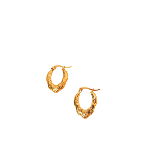 Retro Grit Hoops – 18k Gold Plated Textured Vintage-Inspired Hoops