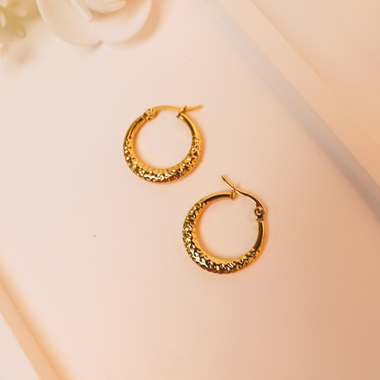 Zarina Hoops – 18K Gold-Plated Textured Hoop Earrings
