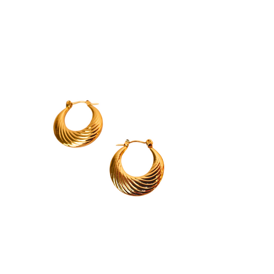 Mirage Hoops – 18k Gold Plated Fan Textured Waterproof Earrings