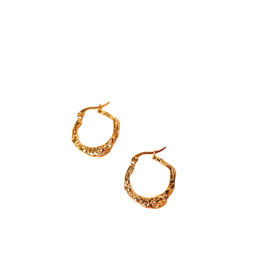 Lava Link Hoops – 18k Gold Plated Raw Textured Waterproof Hoops