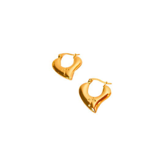 Heartglow Hoops – 18k Gold Plated Sculptural Puffed Heart Earrings