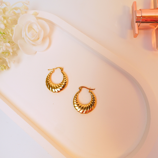 Soleil Hoops – 18k Gold Plated Twisted Textured Waterproof Hoops