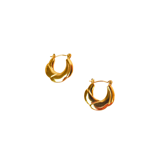 Wavelet Hoops – 18k Gold Plated Textured Sculptural Hoops