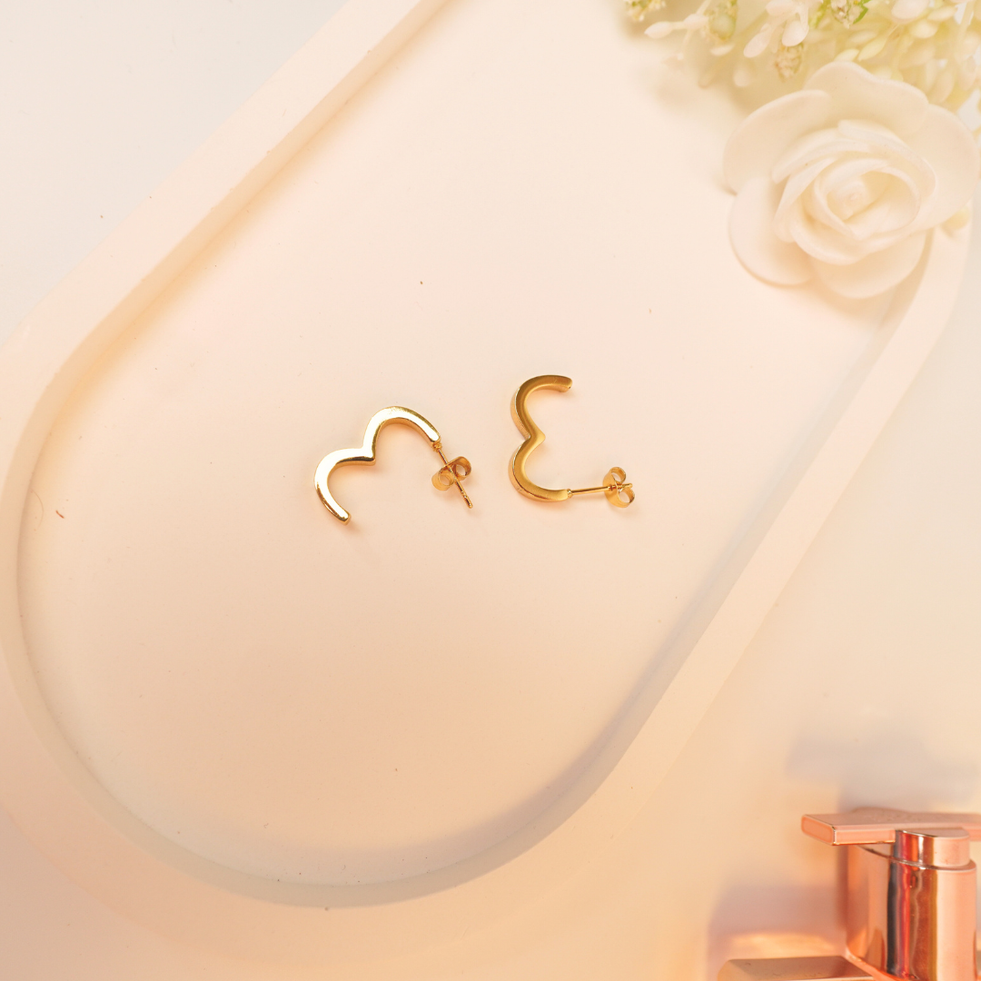Curvy Love Hoops – 18k Gold Plated Abstract Heart Earrings