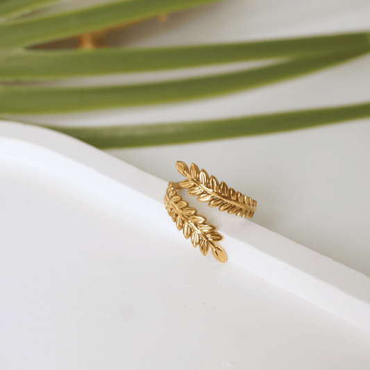Ashara Golden Leaf Wrap Ring