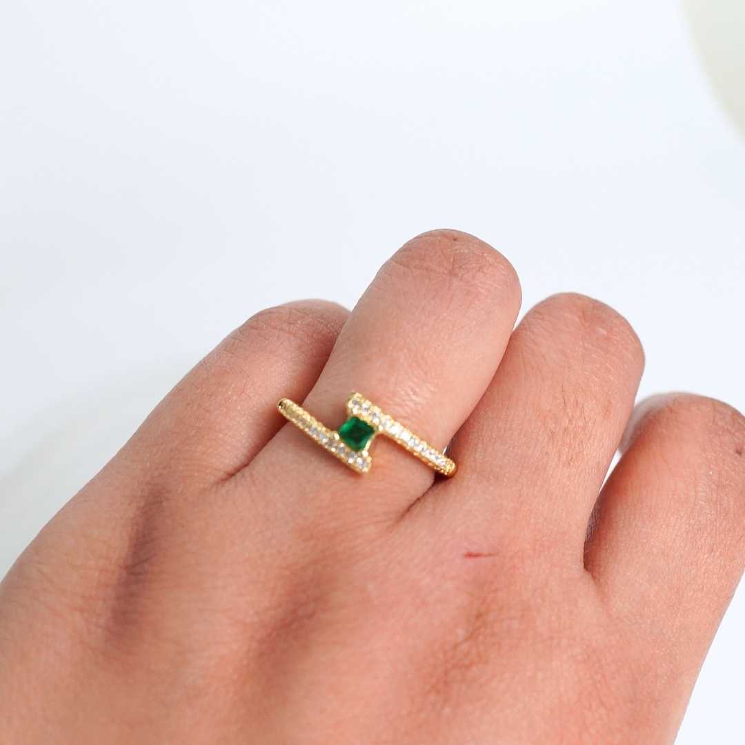Verdant Shine Adjustable Gold-Plated Ring