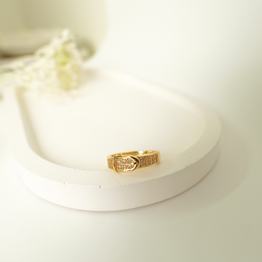 Ashara Buckle Design Gold Plated Ring| Adjustable