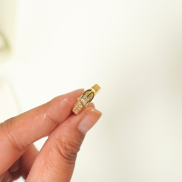 Ashara Buckle Design Gold Plated Ring| Adjustable