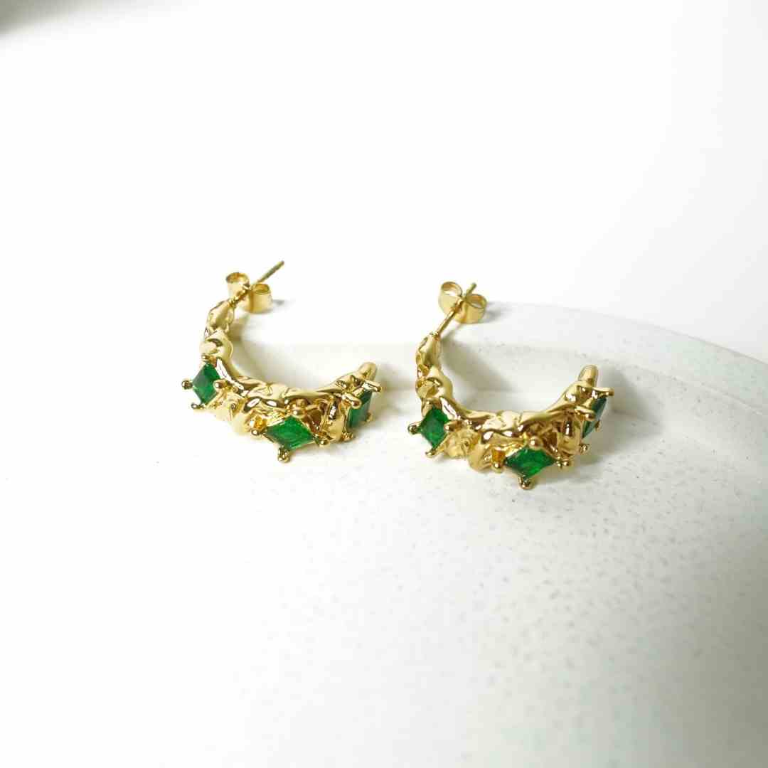 Emerald Luxe Molten Hoop Studs
