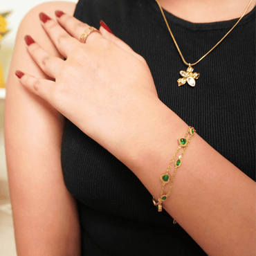 Ashara Emerald Droplet Bracelet