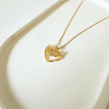 Ashara Crystal Bow Heart Necklace