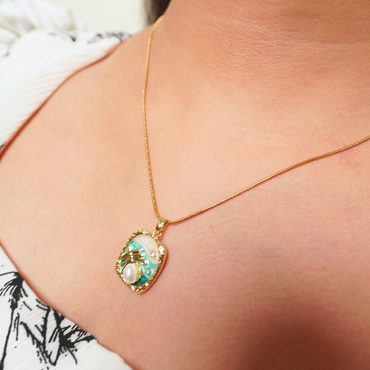 Celestial Hive Enamel Pendant Necklace
