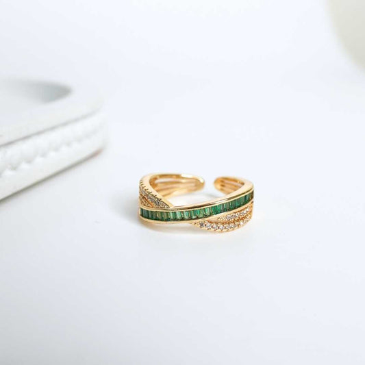 Emerald Wave Adjustable Gold-Plated Ring
