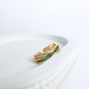 Emerald Wave Adjustable Gold-Plated Ring