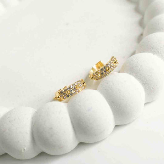 Golden Pave Huggie Earrings
