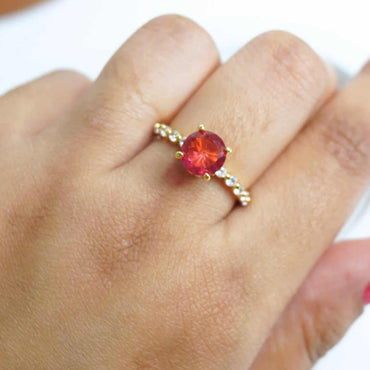 Radiant Red Solitaire CZ Ring