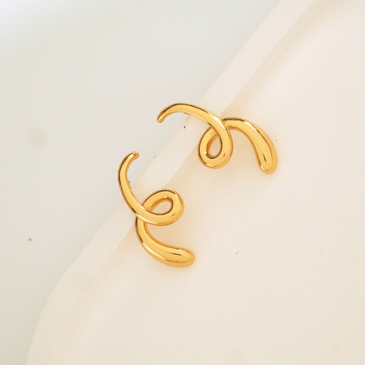 Swirl Muse Sculptural Hoop Earrings – 18K Gold Plated | Ashara Jewels