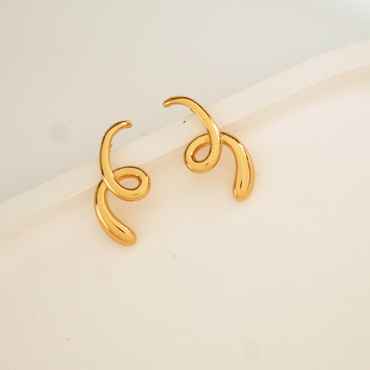 Swirl Muse Sculptural Hoop Earrings – 18K Gold Plated | Ashara Jewels