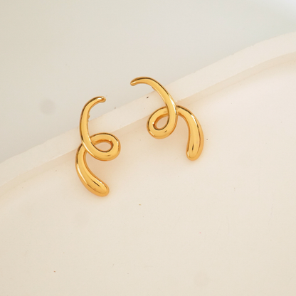 Swirl Muse Sculptural Hoop Earrings – 18K Gold Plated | Ashara Jewels