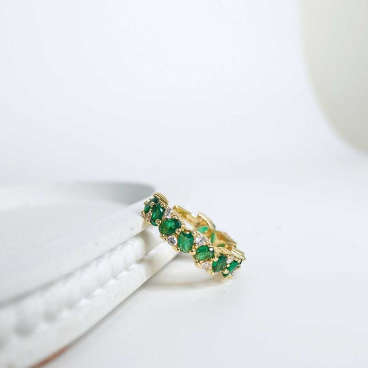 Emerald Crown Adjustable Gold-Plated Ring