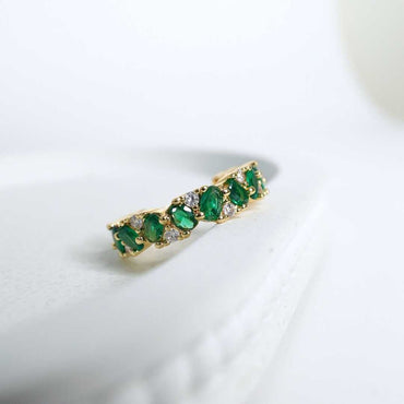 Emerald Crown Adjustable Gold-Plated Ring