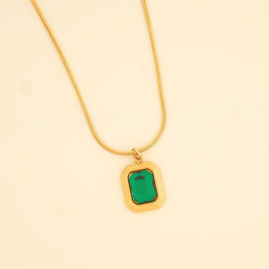 Emerald Grace Pendant Necklace | 18K Gold Plated | Everyday Glam | Ashara Jewels