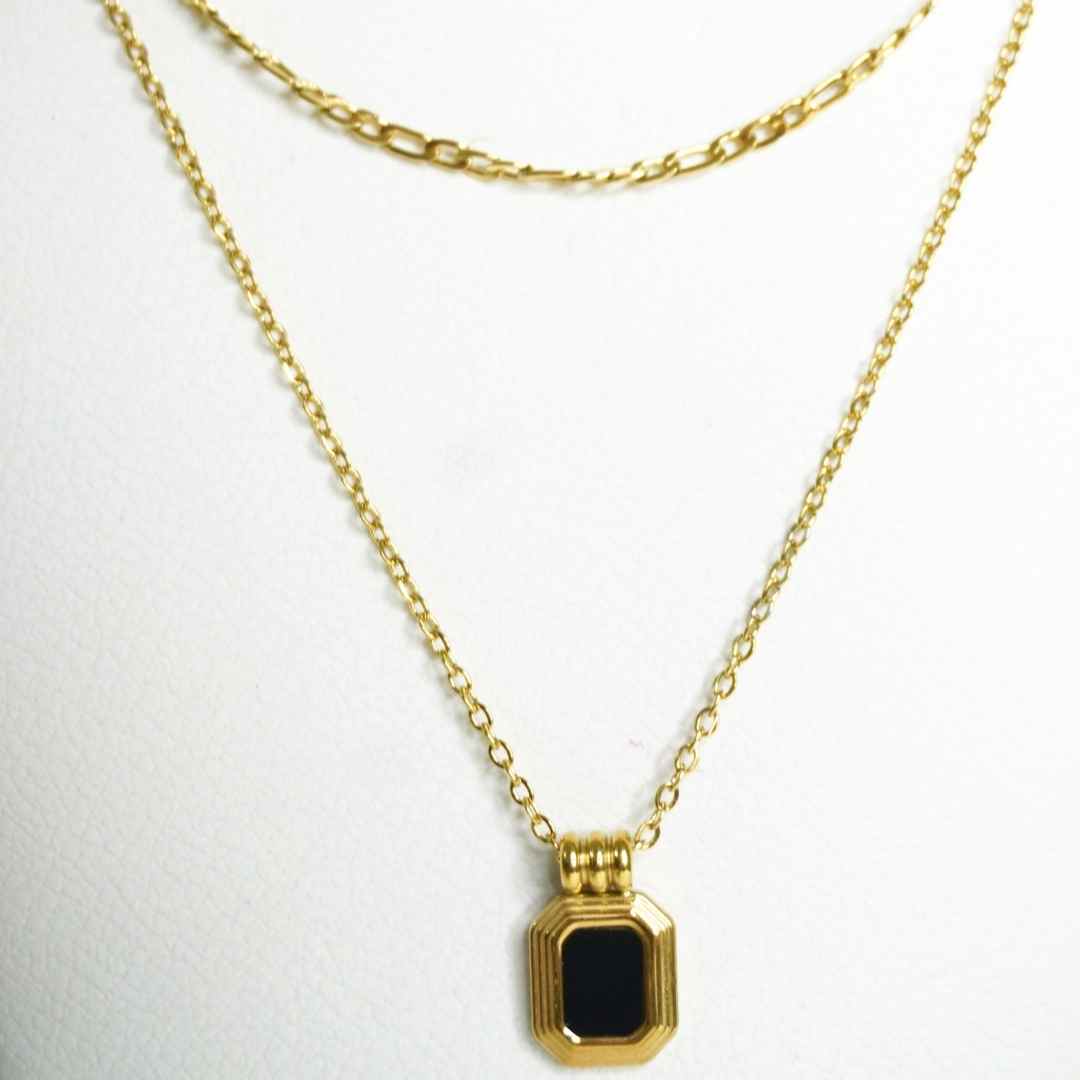 Noir Elegance Black Onyx Gold-Plated Necklace