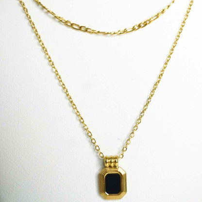 Noir Elegance Black Onyx Gold-Plated Necklace