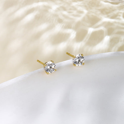 Classic Crystal Glow Studs – 18K gold-plated copper stud earrings