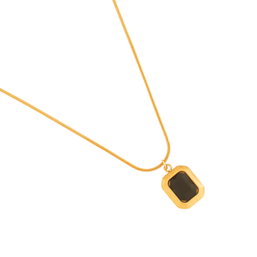 Noir Grace Pendant – 18K Gold-Plated Black Stone Necklace | Ashara Jewels