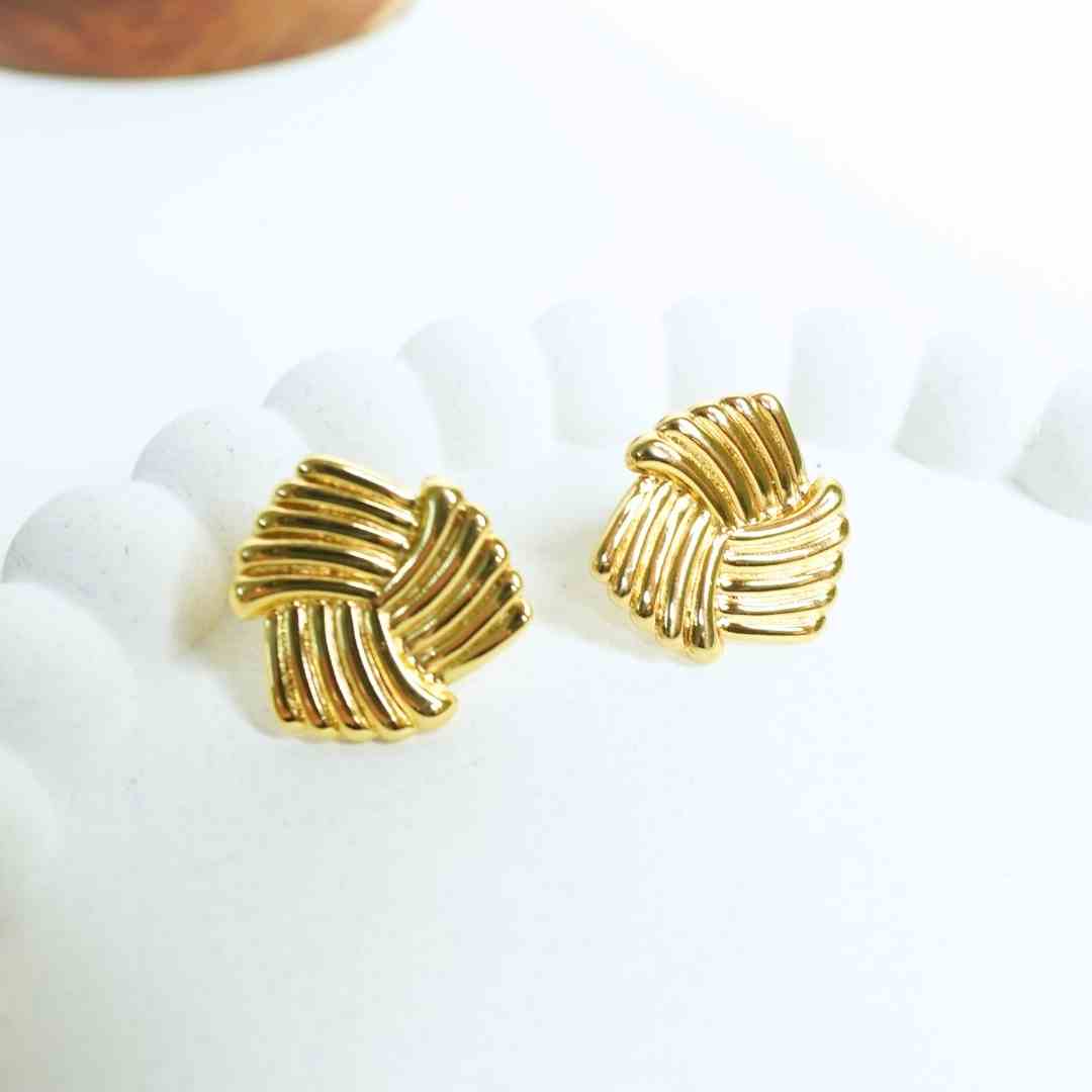 Golden Woven Stud Earrings