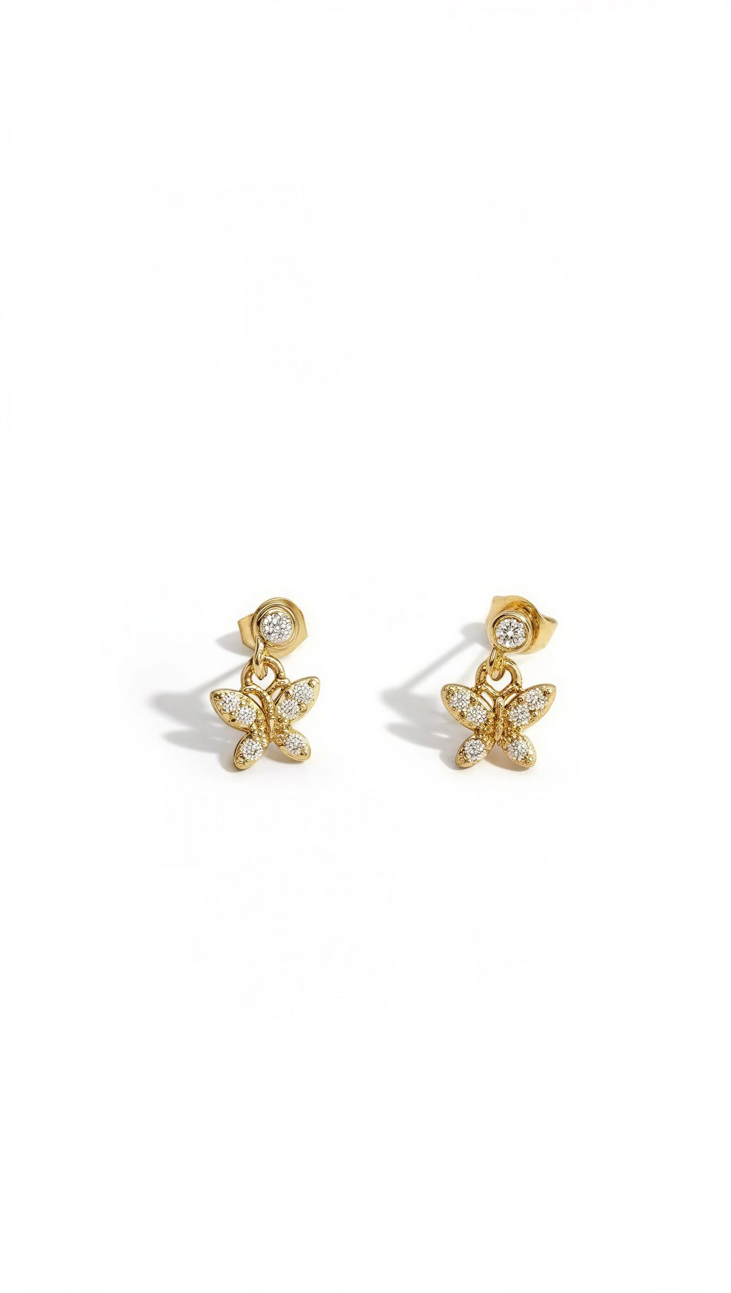 Butterfly Drop Ball Back Stud Earrings