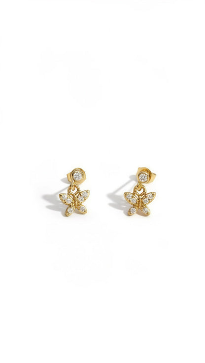 Butterfly Drop Ball Back Stud Earrings