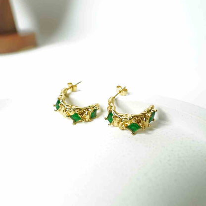 Emerald Luxe Molten Hoop Studs
