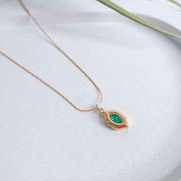 Emerald Hexa Pendant Necklace