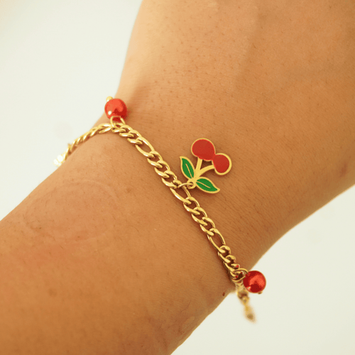 Ashara Cherry Charm Bracelet – 18K gold-plated stainless steel bracelet