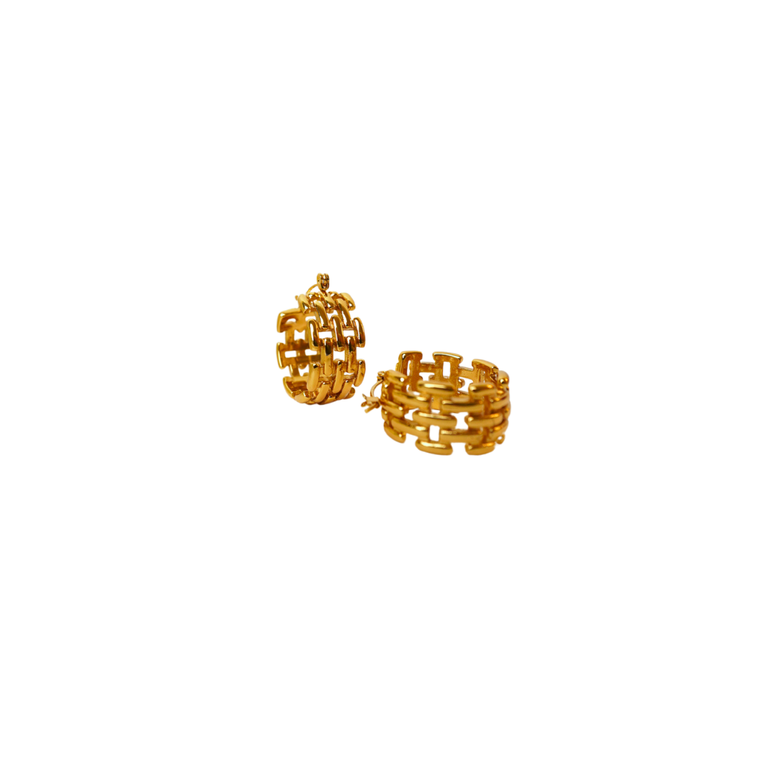 Mesh Luxe Hoops – 18K Gold-Plated Textured Chunky Hoops