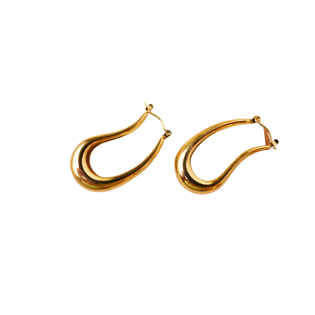 Golden Drip Hoops – Sculptural Teardrop Gold-Plated Statement Earrings